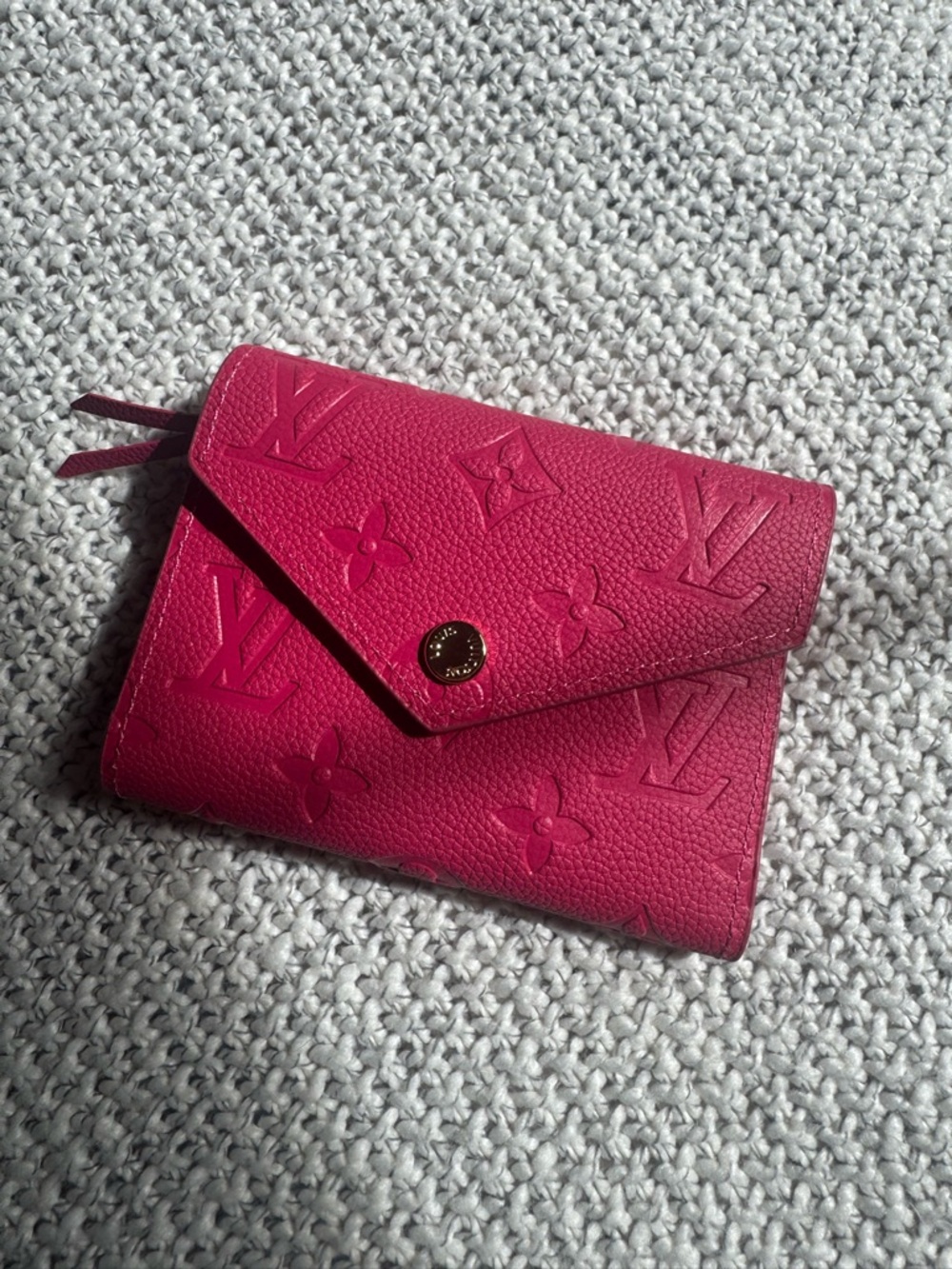 Pink Embossed Leather Envelope Wallet